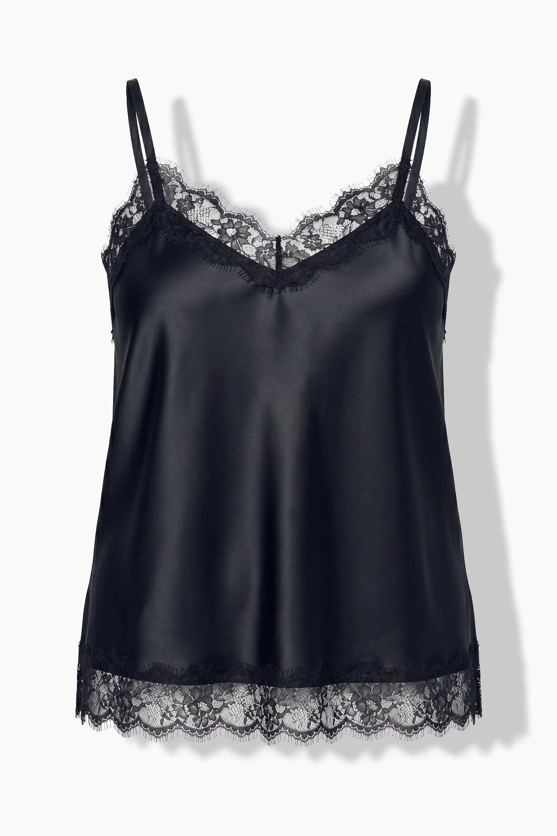 Ulla Popken Lace Trim Cami in Black 