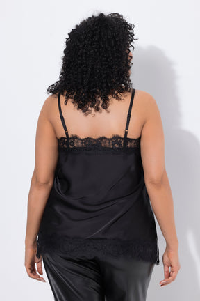 Ulla Popken Lace Trim Cami in Black 