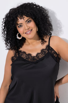 Ulla Popken Lace Trim Cami in Black 