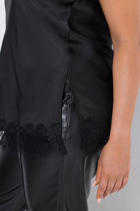 Ulla Popken Lace Trim Cami in Black 