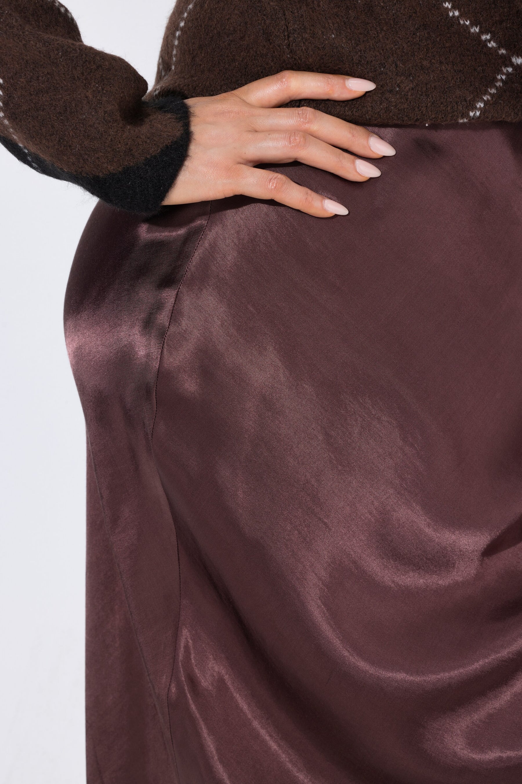 Ulla Popken Lace Trim Skirt in Brown 