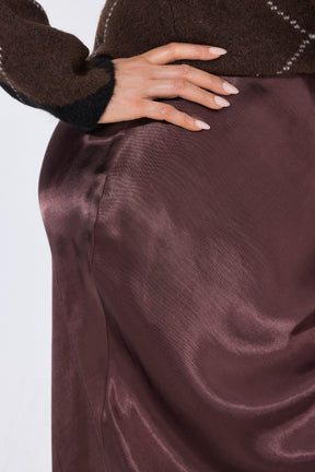 Ulla Popken Lace Trim Skirt in Brown 