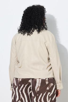 Ulla Popken Leather Look Jacket in Beige 