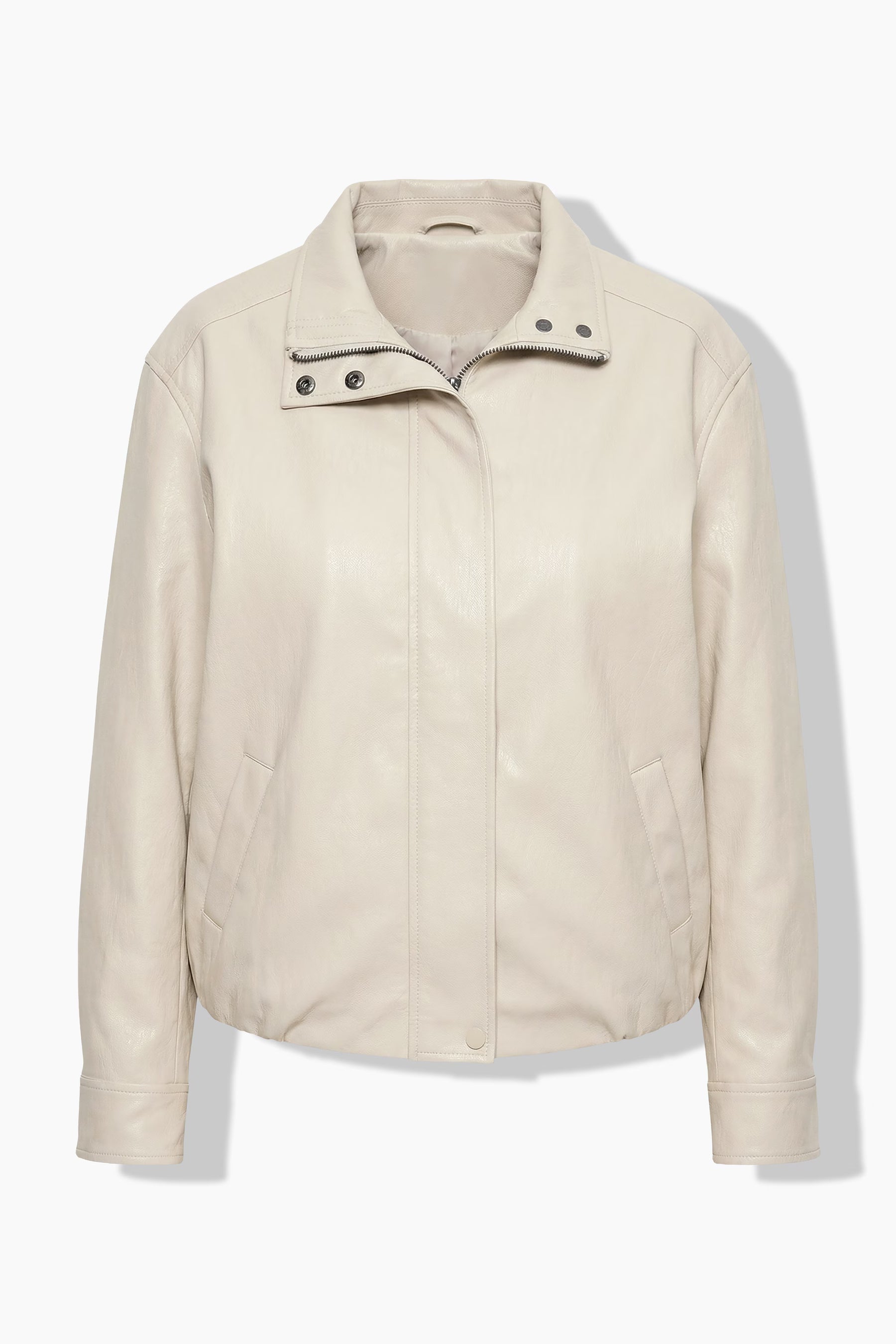 Ulla Popken Leather Look Jacket in Beige 