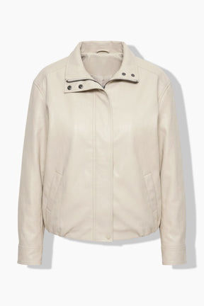 Ulla Popken Leather Look Jacket in Beige 