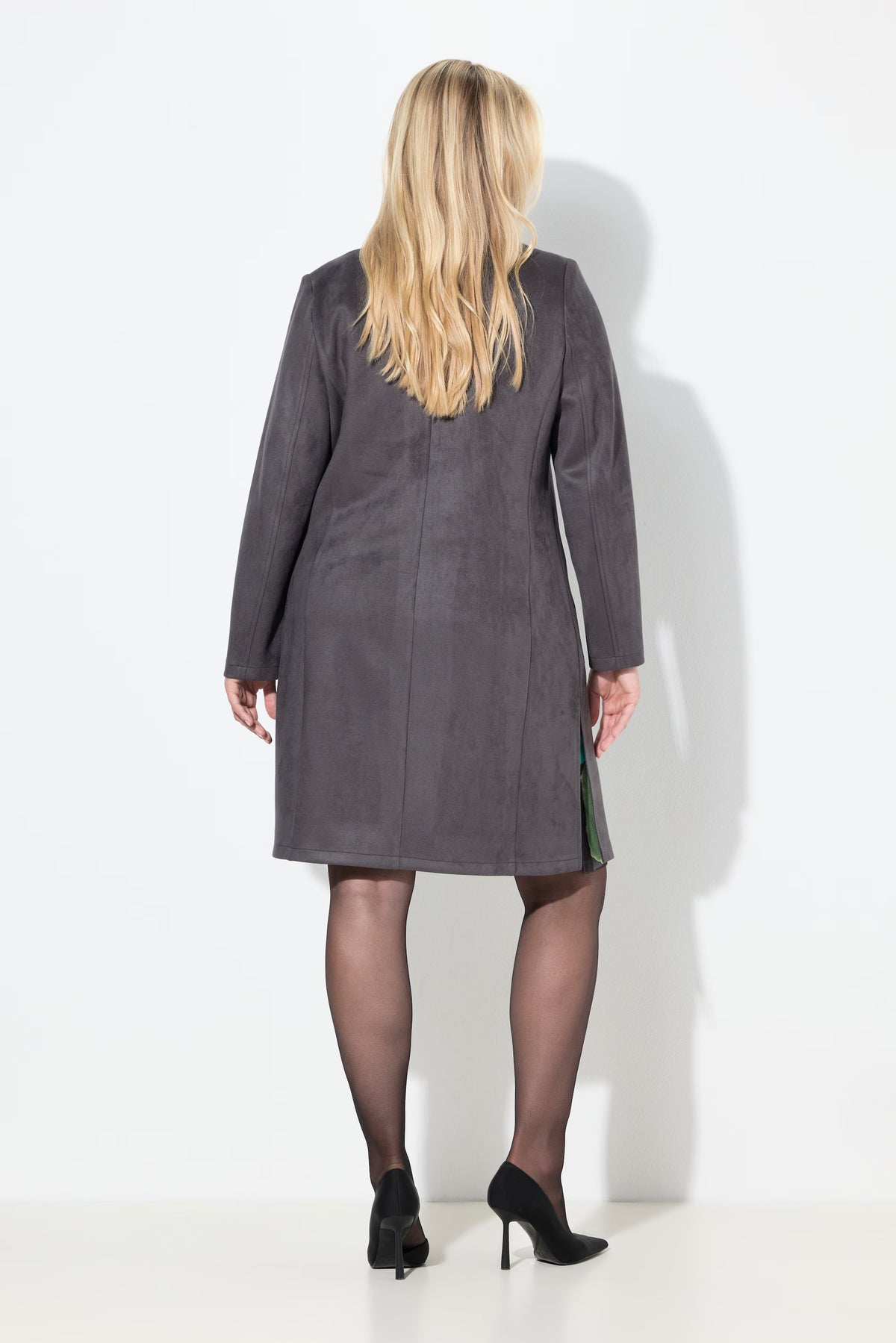 Ulla Popken Long Blazer in Charcoal