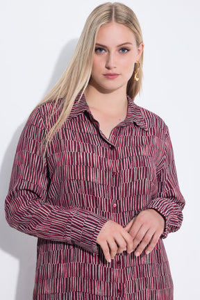 Ulla Popken Long Shirt in Wine