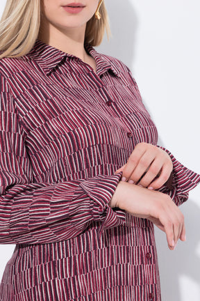 Ulla Popken Long Shirt in Wine