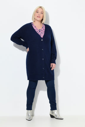 Ulla Popken Longline Cardigan in Navy
