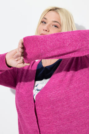 Ulla Popken Longline Cardigan in Pink