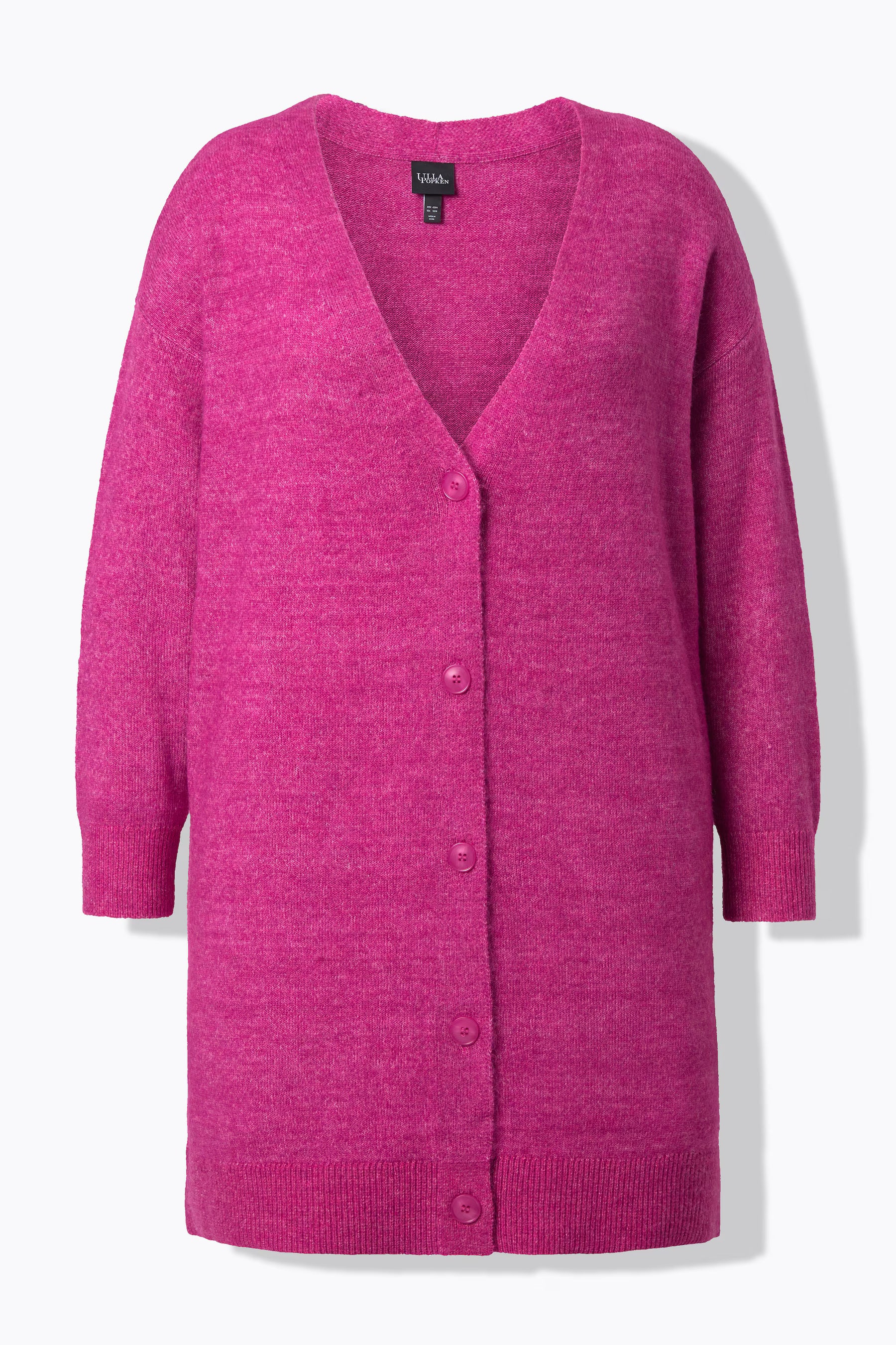 Ulla Popken Longline Cardigan in Pink