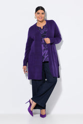 Ulla Popken Longline Cardigan in Purple