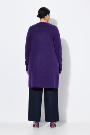Ulla Popken Longline Cardigan in Purple