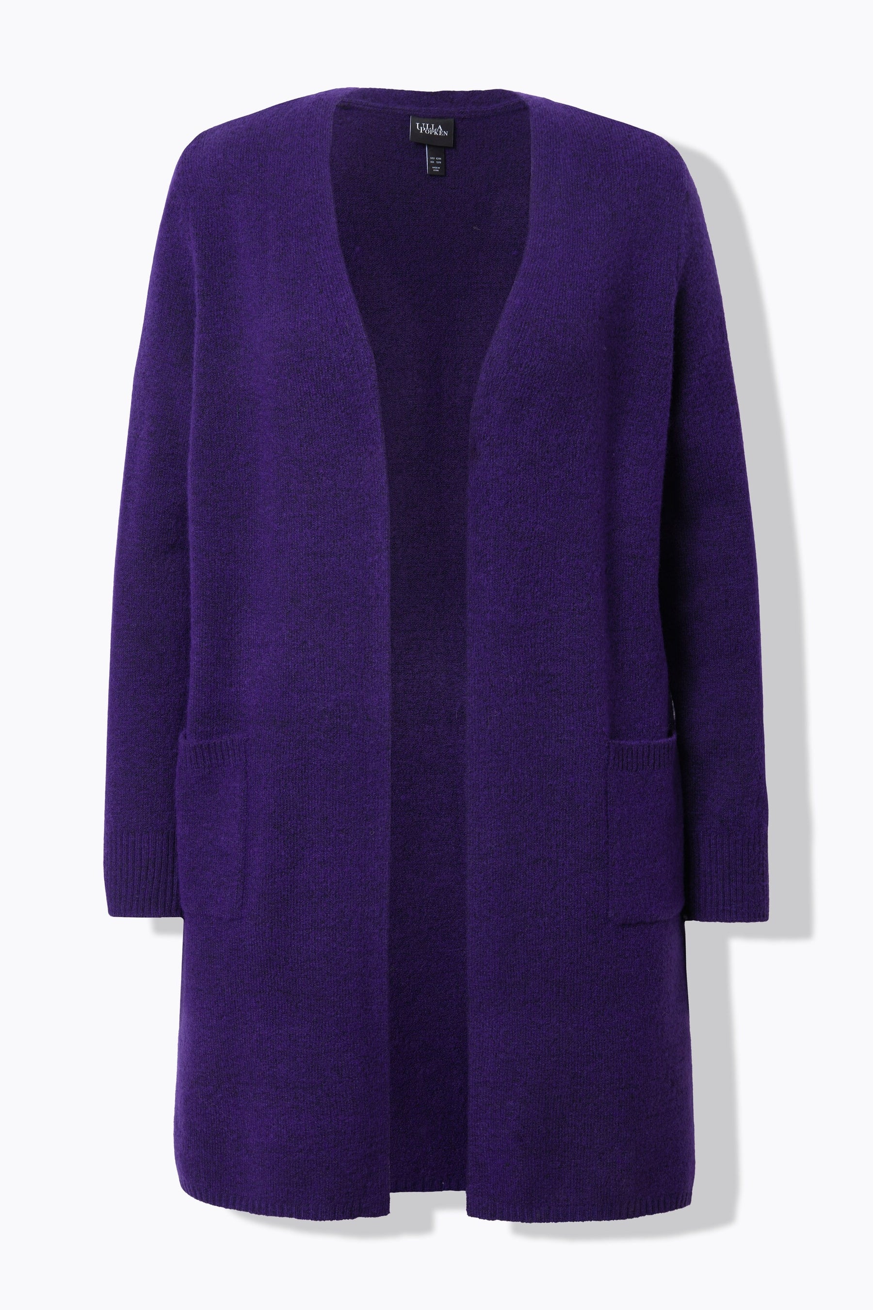 Ulla Popken Longline Cardigan in Purple