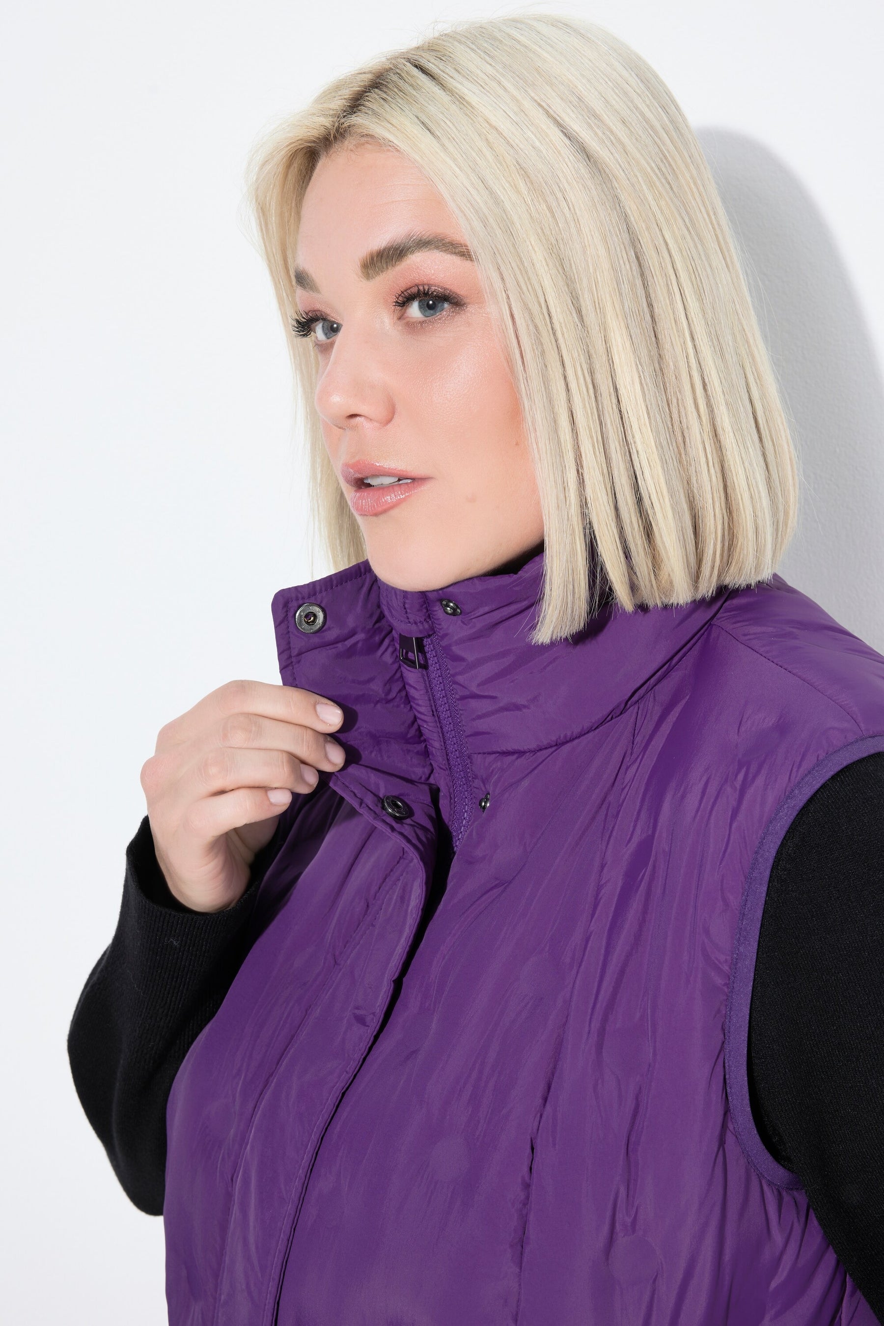 Ulla Popken Longline Gilet in Purple