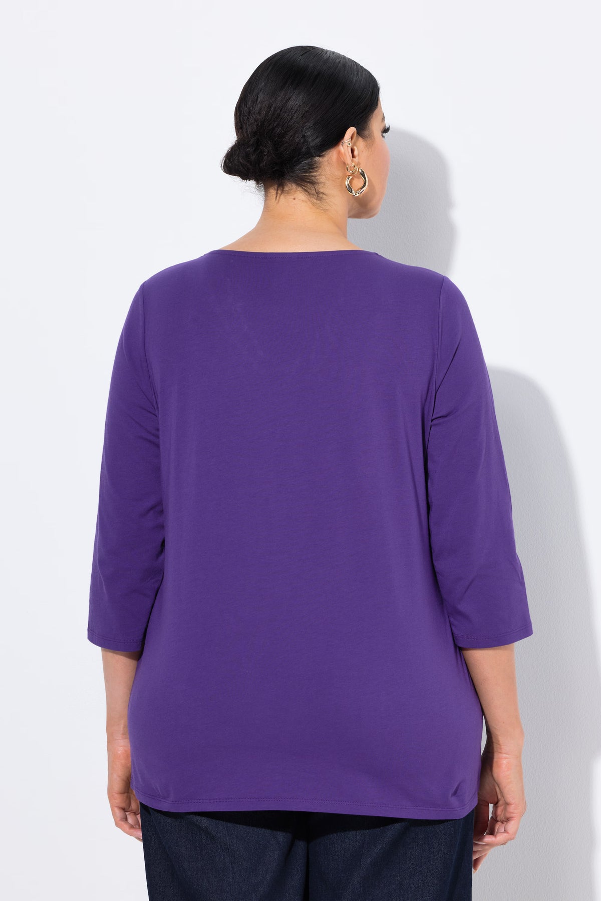 Ulla Popken Loop Neck Top in Purple