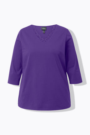 Ulla Popken Loop Neck Top in Purple