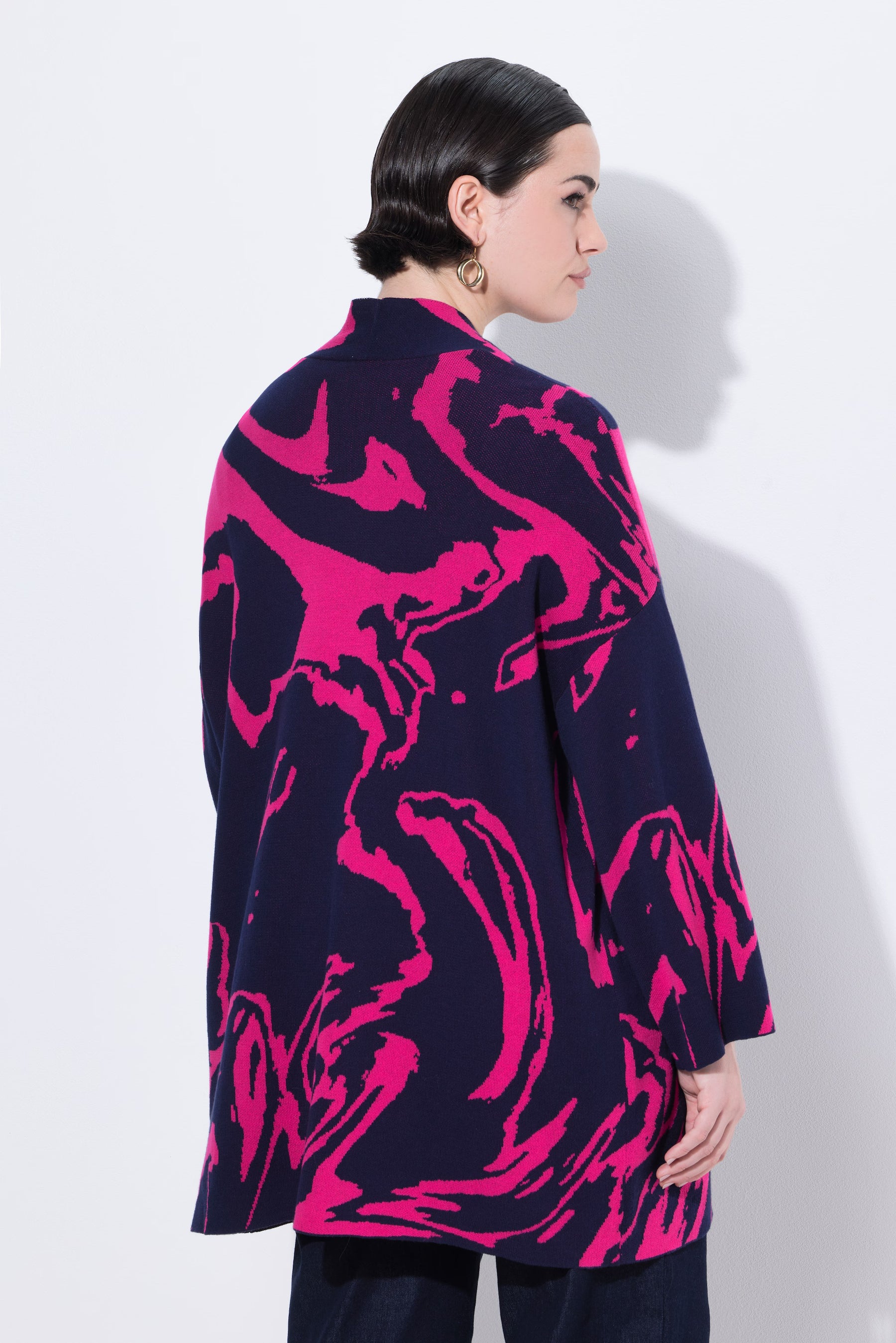 Ulla Popken Marble Cardigan in Navy