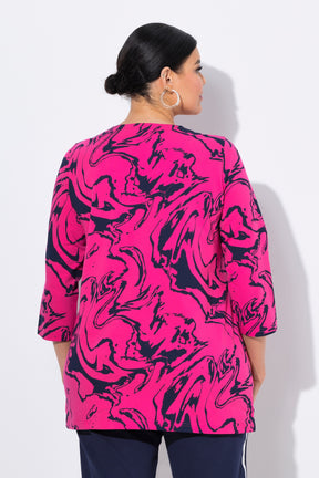Ulla Popken Marble Print T-Shirt in Pink