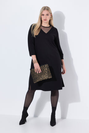 Ulla Popken Mesh Neck Midi in Black