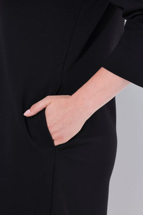 Ulla Popken Mesh Neck Midi in Black