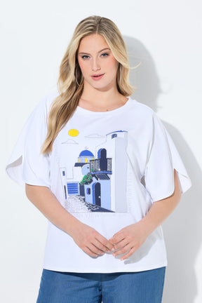 Ulla Popken Motif T-Shirt in White 