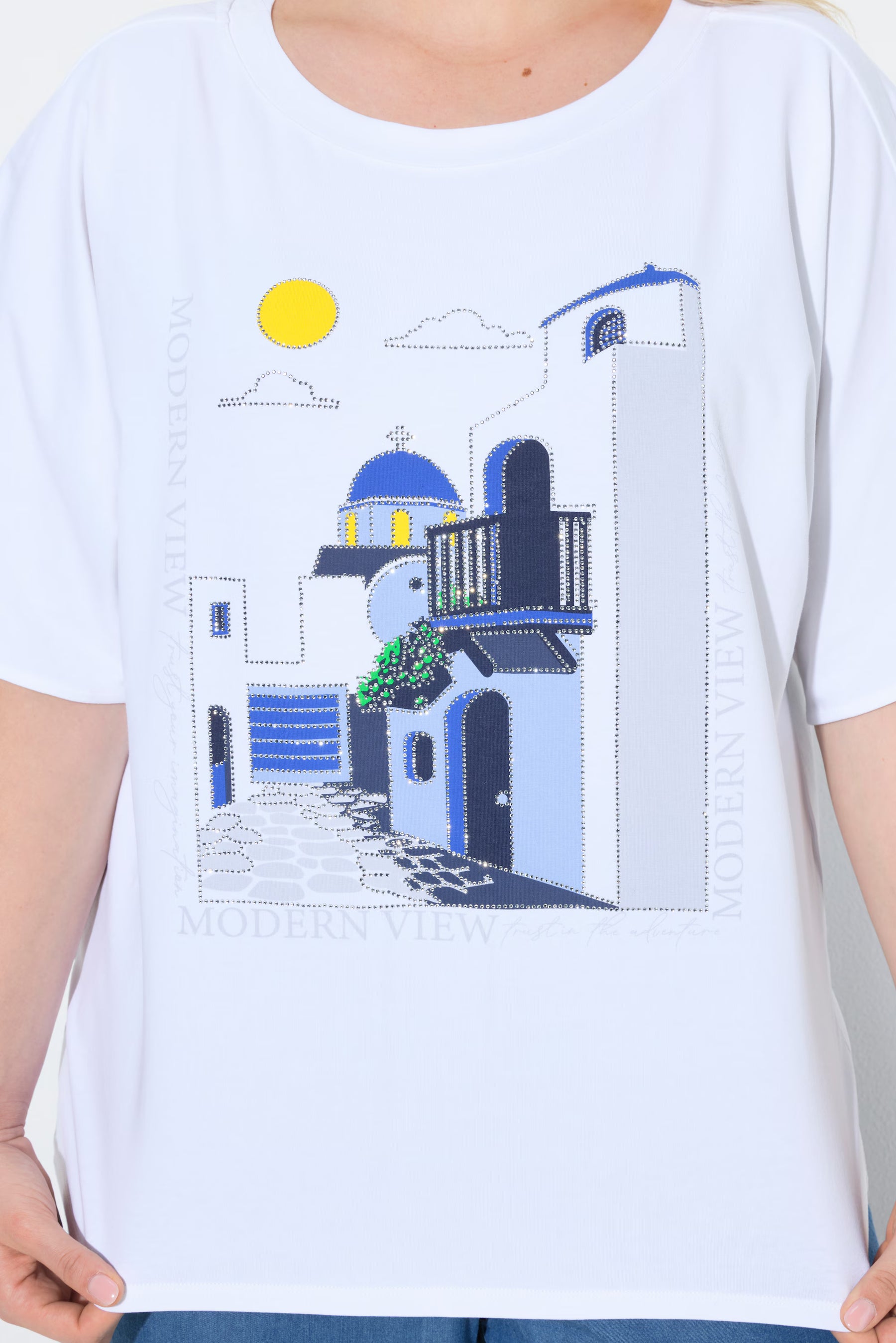 Ulla Popken Motif T-Shirt in White 