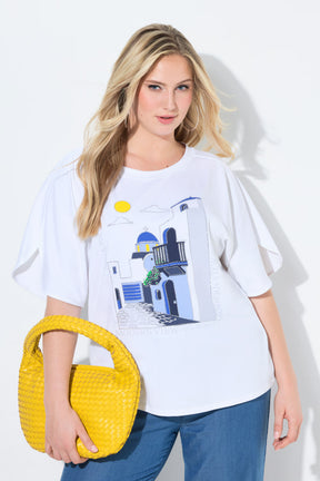 Ulla Popken Motif T-Shirt in White 