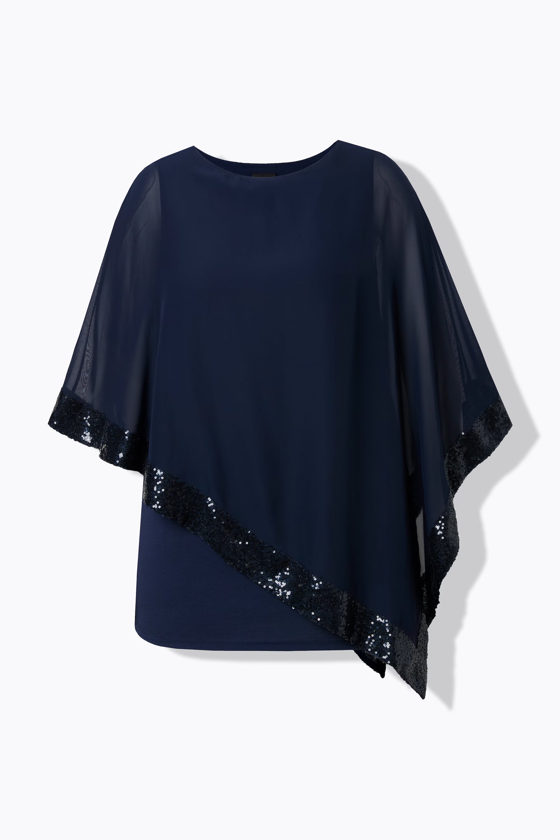 Ulla Popken Navy Chiffon Blouse with Sequins  