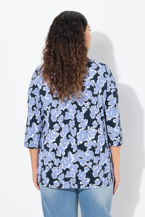 Ulla Popken Navy Floral V-Neck Top