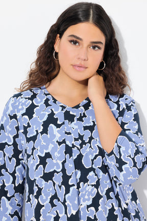 Ulla Popken Navy Floral V-Neck Top