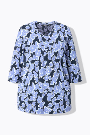 Ulla Popken Navy Floral V-Neck Top
