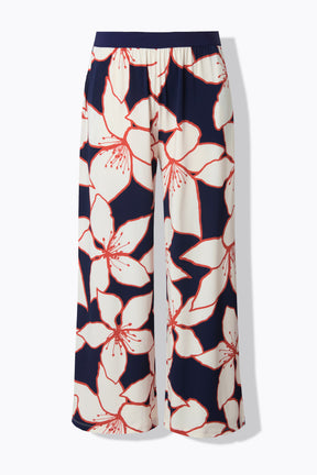 Ulla Popken Navy Floral Wide Leg Trousers