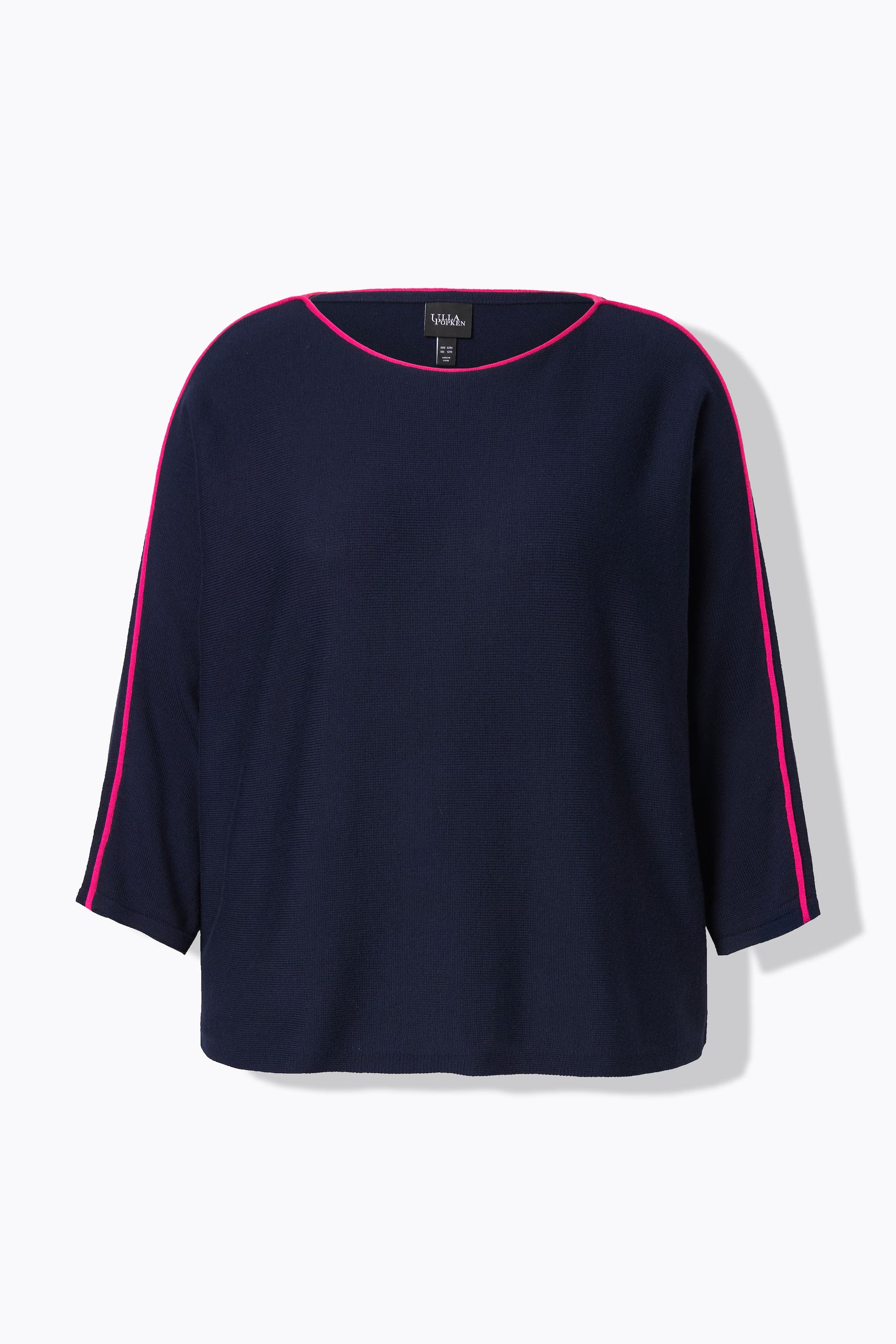 Ulla Popken Navy Knit Jumper with Piping