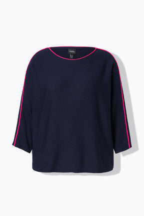 Ulla Popken Navy Knit Jumper with Piping