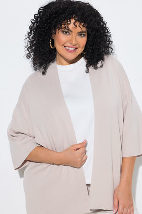 Ulla Popken Open Cardigan in Beige 