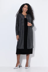 Ulla Popken Open Silver Sequin Jacket