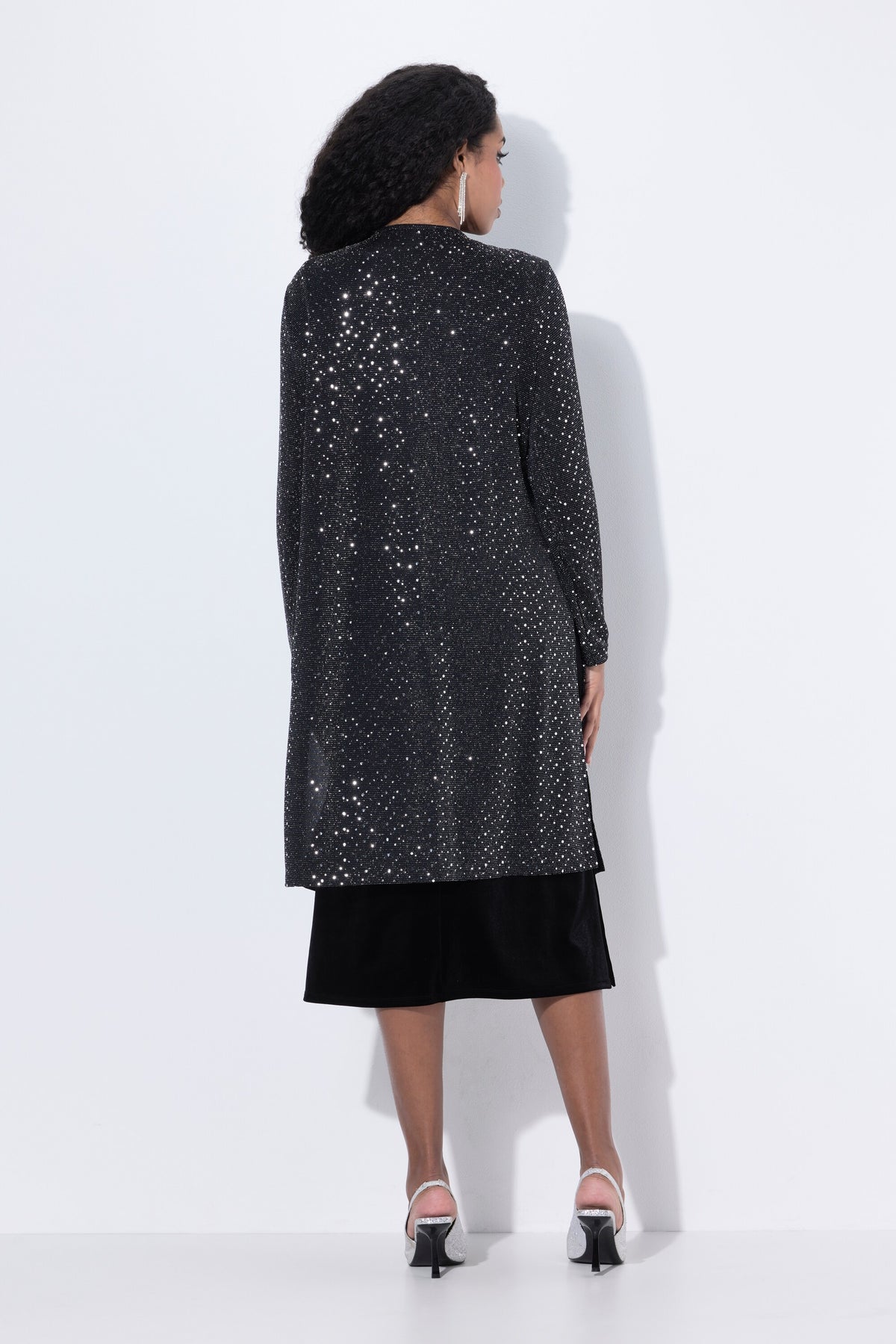 Ulla Popken Open Silver Sequin Jacket