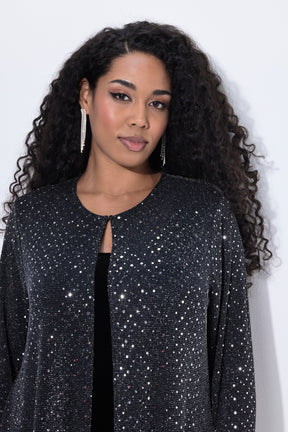 Ulla Popken Open Silver Sequin Jacket