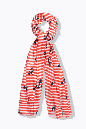 Ulla Popken Orange Anchor Scarf