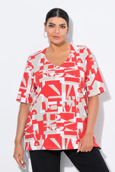 Ulla Popken Orange Geometric T-Shirt
