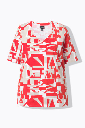 Ulla Popken Orange Geometric T-Shirt