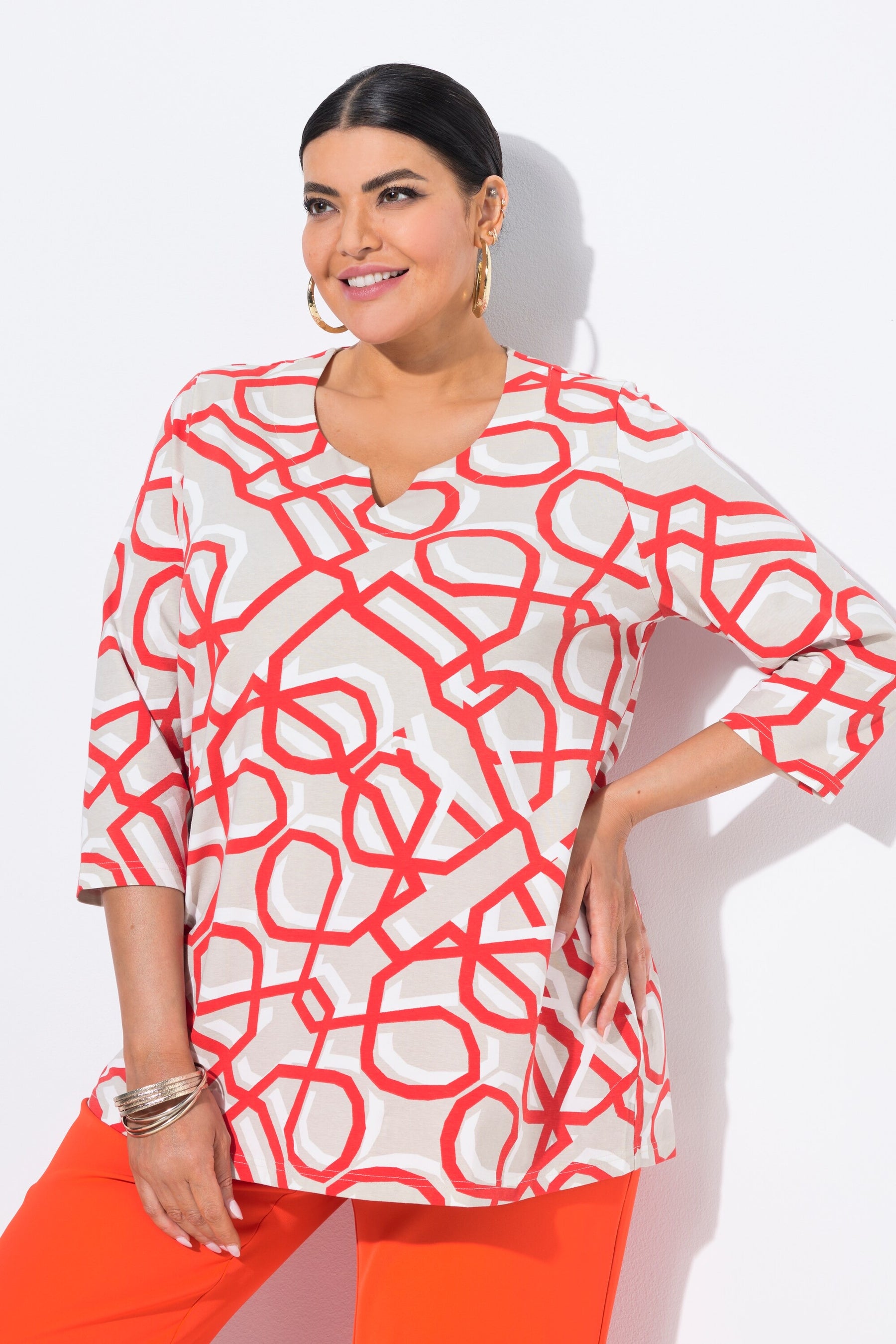 Ulla Popken Orange Graphic Shirt