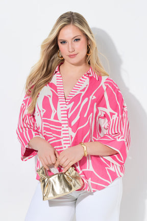 Ulla Popken Oversized Blouse in Pink 