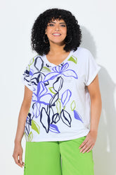 Ulla Popken Oversized Leaf Print T-Shirt 
