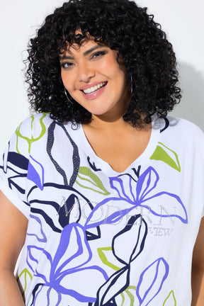 Ulla Popken Oversized Leaf Print T-Shirt 