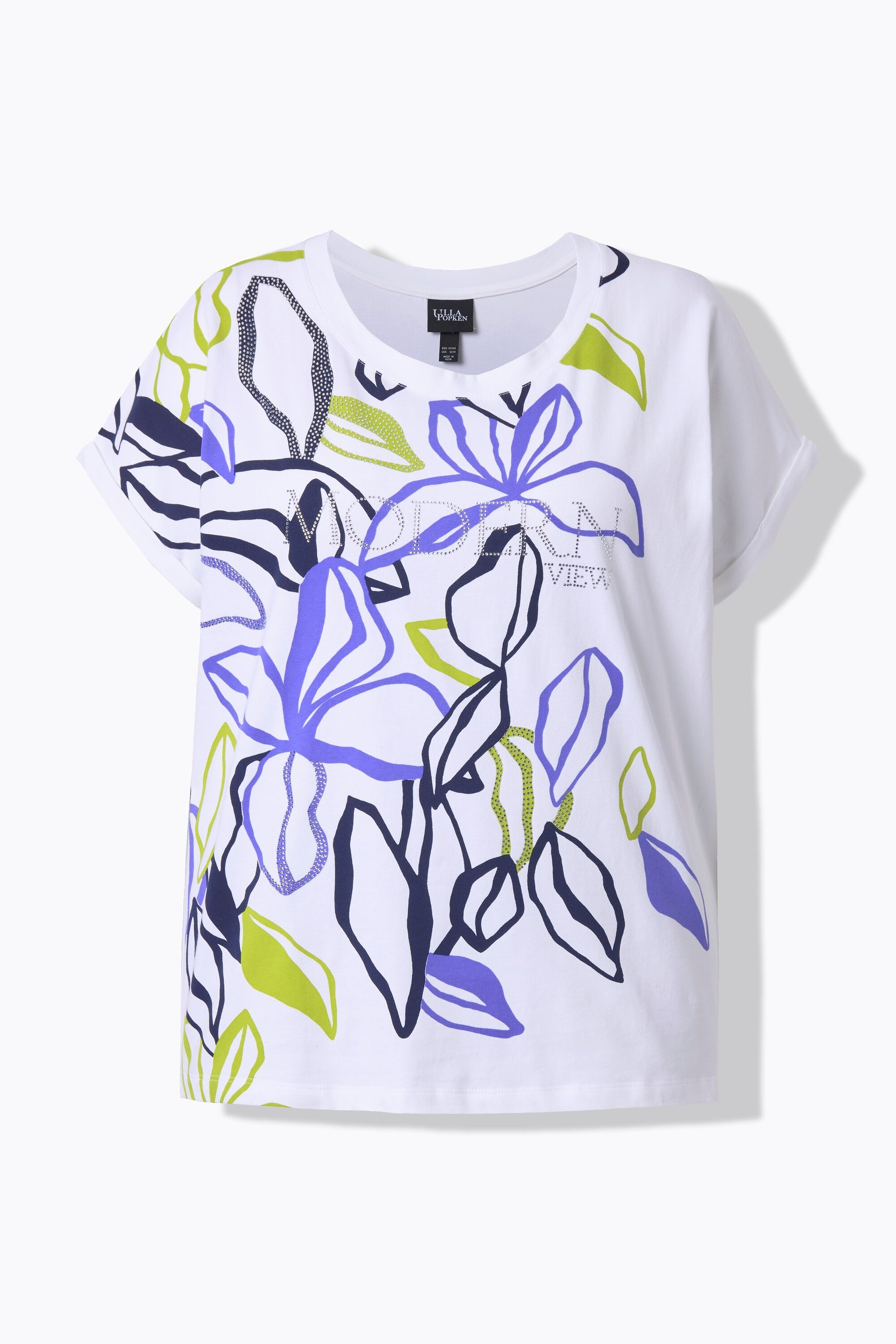 Ulla Popken Oversized Leaf Print T-Shirt 
