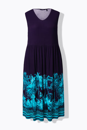 Ulla Popken Palm Print Maxi Dress in Navy