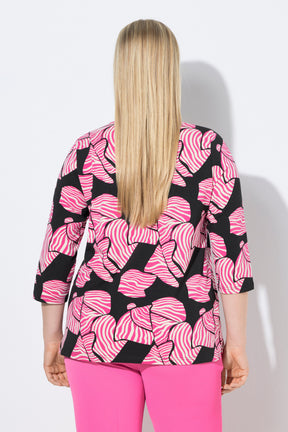 Ulla Popken Pink Zebra Top in Black 