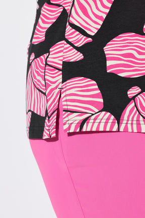 Ulla Popken Pink Zebra Top in Black 